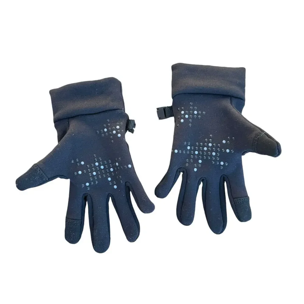 Head Black Unisex Kids Silicone Palm Touchscreen Compatible Fleece Gloves Size M